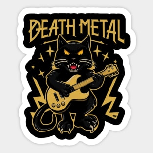 Death Metal Satanic Baphomet Cat playing guitar Sticker